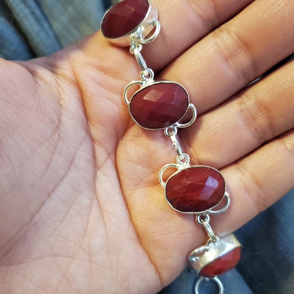 925 Silver Semi-precious Stones Handmade Bracelet